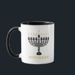 Simple Festival of Lights Menorah Hanukkah Mug<br><div class="desc">This simple and elegant mug features a black and white floral menorah on a white background with Hanukkah text that is customisable. Click the personalise button to customise the text in this design. These items coordinate with our other items in the collection. Perfect for using during the Hanukkah season or...</div>