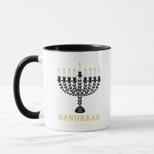 Simple Festival of Lights Menorah Hanukkah Mug