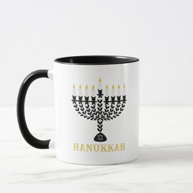 Simple Festival of Lights Menorah Hanukkah Mug (Left)