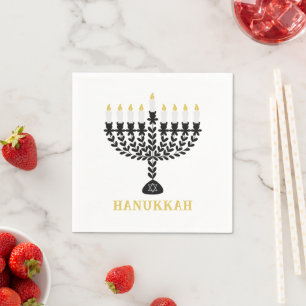 Simple Festival of Lights Menorah Hanukkah Napkin