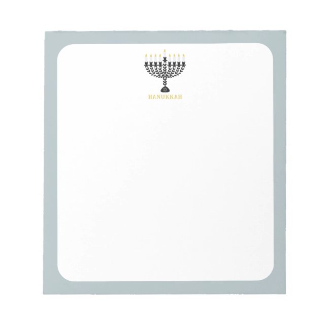 Simple Festival of Lights Menorah Hanukkah  Notepad (Front)