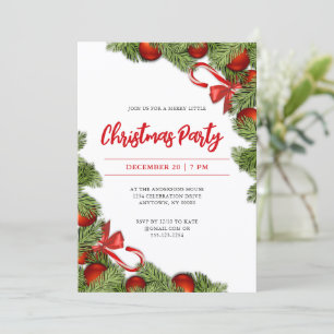 Simple Festive Baubles Christmas Party Invitation