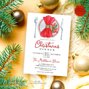Simple Festive Christmas Dinner Invitation