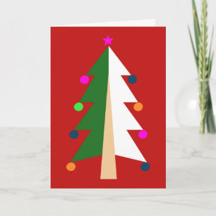 Simple Festive Christmas Tree Retro Art Card
