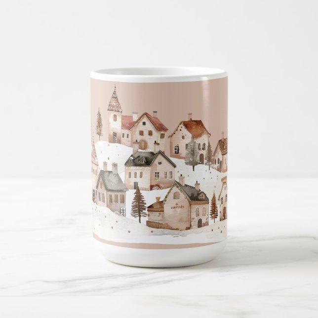 Simple & Festive: Holiday Village in the Snow  Coffee Mug (Center)