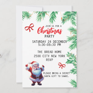 simple festive santa node christmas invitations