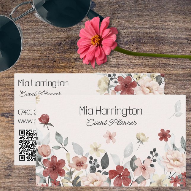 Simple Field of Wildflowers with QR Code Business Card (Creator Uploaded)
