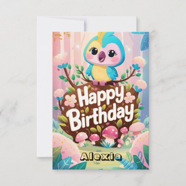 Simple Fiesta Parrot Digital Birthday Card (Front)