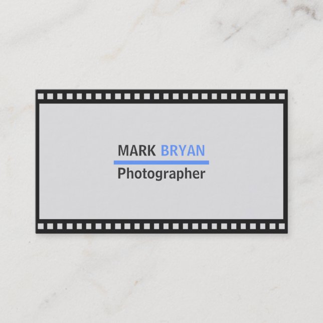 Simple Film Strip Background for Photographer Business Card (Front)