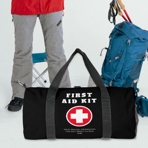 Simple First Aid Red Cross Medical Black Travel Duffle Bag