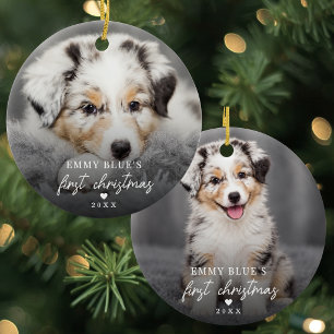 Simple First Christmas Pet Photo Ceramic Tree Decoration
