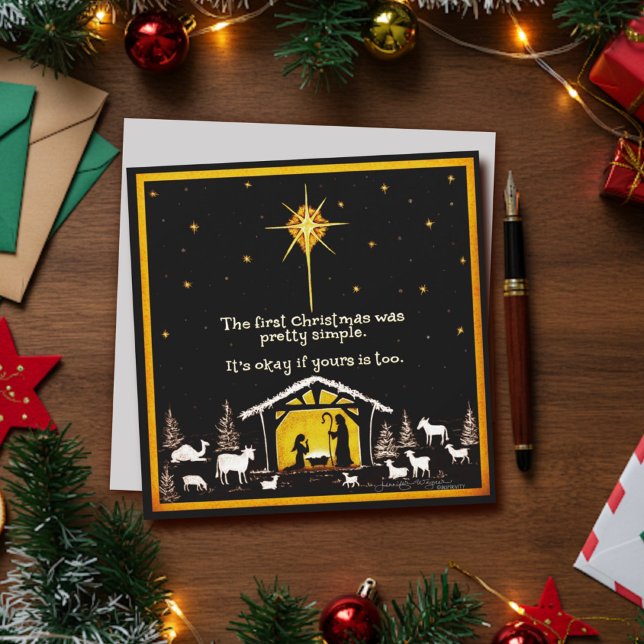 Simple First Christmas Simple Manger Inspirivity Holiday Card (Creator Uploaded)