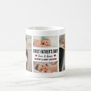 Simple First Father's Day Custom 4 Pictures Coffee Mug