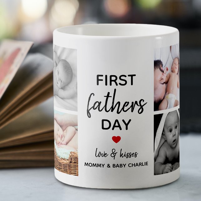 Simple First Father's Day Picture Collage | Daddy Coffee Mug (Creator Uploaded)