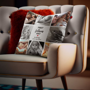 Simple First Father's Day Picture Collage   Daddy Cushion