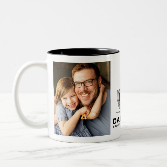 Simple First Father's Day Picture Collage Two-Tone Coffee Mug (Left)