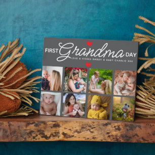 Simple First Grandma Day Photo Collage Plaque