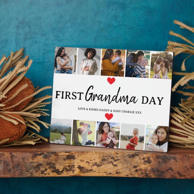 Simple First grandma Day Picture Collage  Plaque (Side)