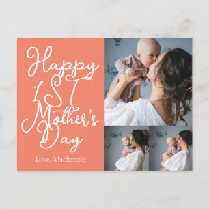 Simple first Mother Days Gift Three Photo Collage Holiday Postcard