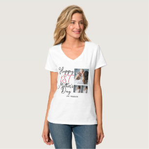 Simple first Mother Days Gift Three Photo Collage T-Shirt