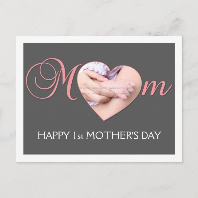 Simple First Mother's Day Custom Photo Postcards (Front)