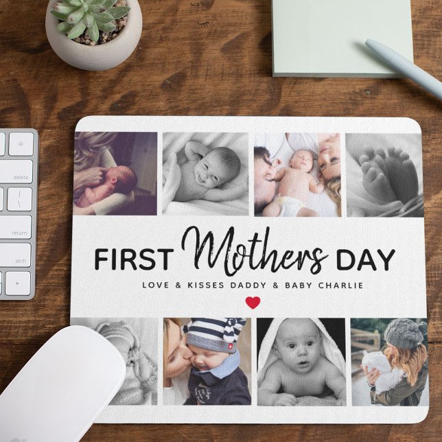 Simple First Mother's Day Picture Collage Keepsake Mouse Mat (Creator Uploaded)
