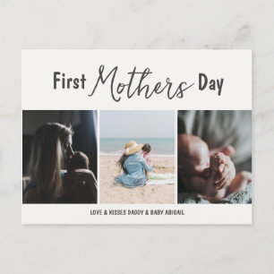 Simple First Mother's Day Picture Collage Postcard