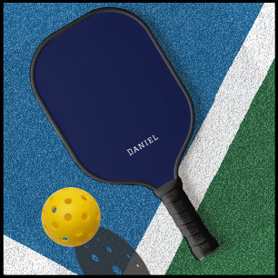 Simple First Name Elegant Modern Dark Navy Blue Pickleball Paddle