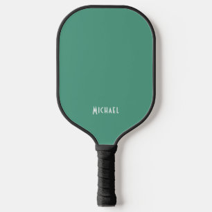 Simple First Name Elegant Modern Green & White Pickleball Paddle