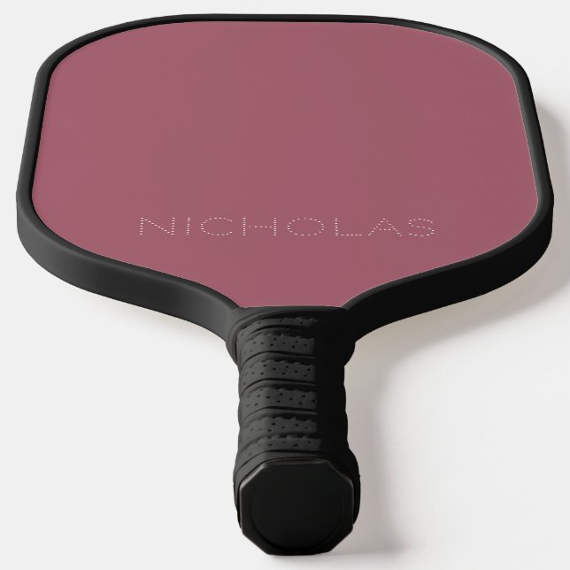 Simple First Name Elegant Modern Red Rose White Pickleball Paddle (Laydown)