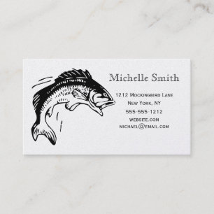 Simple Fish Silver Platinum Fishing Business Card