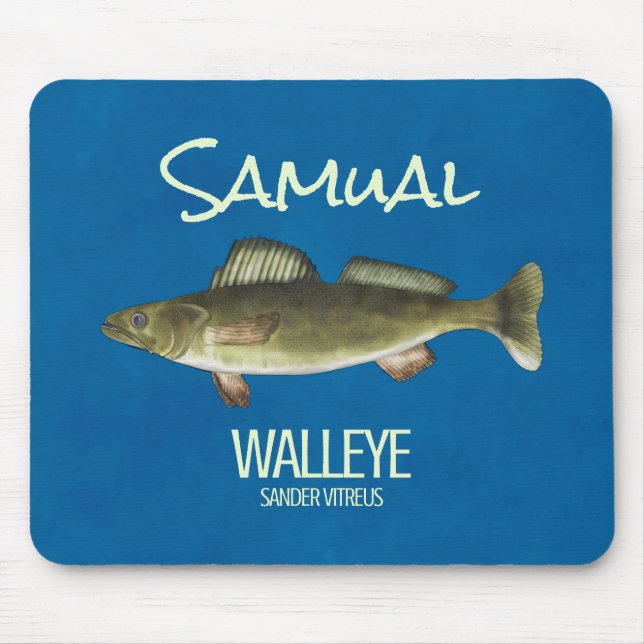 Simple Fishing Angler Fisherman Walleye Mouse Mat (Front)