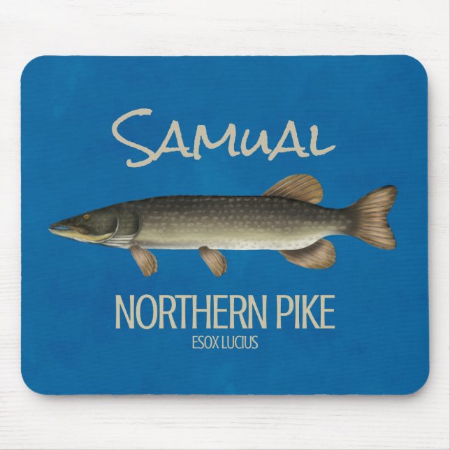 Simple Fishing Angler Northern Pike FIsherman Mouse Mat (Front)