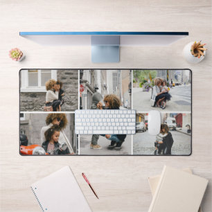 Simple Five Photo Collage Custom Desk Mat