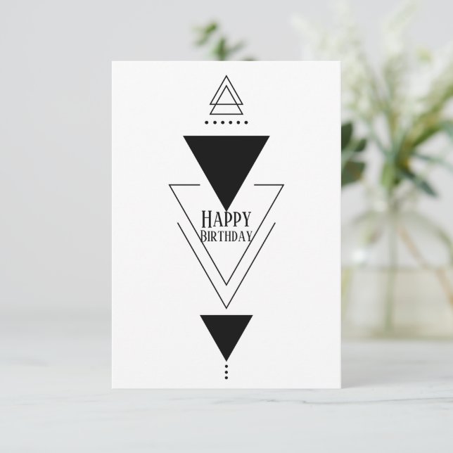 Simple Flat Geometric Triangle Birthday Card (Standing Front)