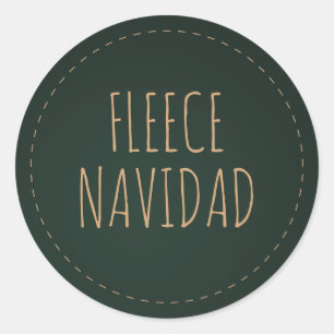 Simple Fleece Navidad Merry Christmas.. Dark Green Classic Round Sticker