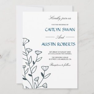 Simple Flora Elegance Botanical Monogram Invitation