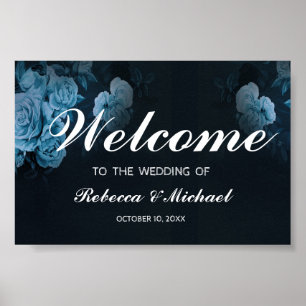 Simple Flora Gold Geometric Frame Wedding Welcome Poster