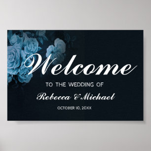 Simple Flora Gold Geometric Frame Wedding Welcome  Poster