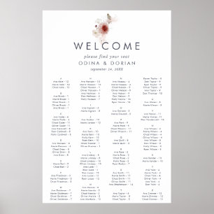 Simple Floral Alphabetical Wedding Seating Chart