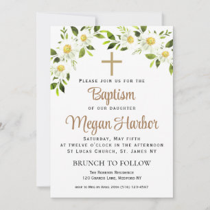 Simple Floral Baptism Invitation