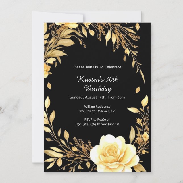 Simple Floral Birthday Invitation (Front)