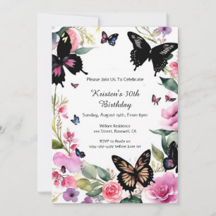 Simple Floral Birthday Invitation