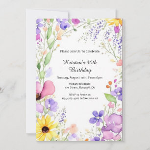 Simple Floral Birthday Invitation