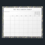 Simple Floral Border Family Planner Calendar Notepad<br><div class="desc">Modern Floral Border Personalised Family Planner and Calendar Notepad</div>