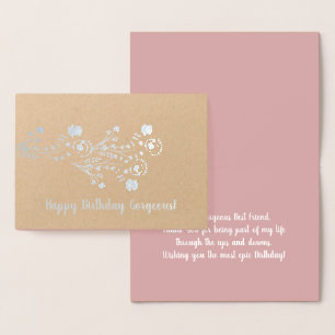Simple Floral Botanical Birthday Real Foil Card