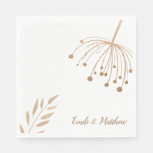 Simple Floral Botaniqe Gold Foil Wedding Napkin
