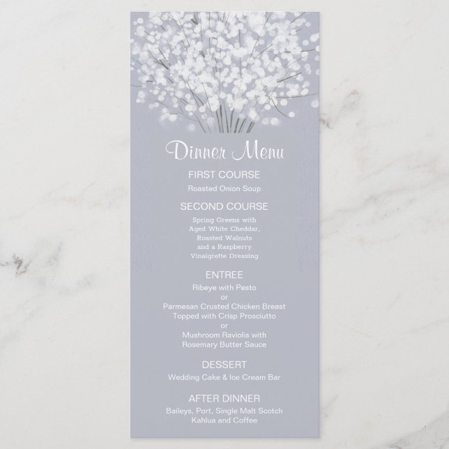 Simple Floral Bouguet Wedding Menu (Front)