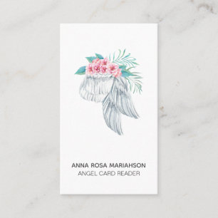 *~*  Simple Floral Bouquet Angel Wing Business Card