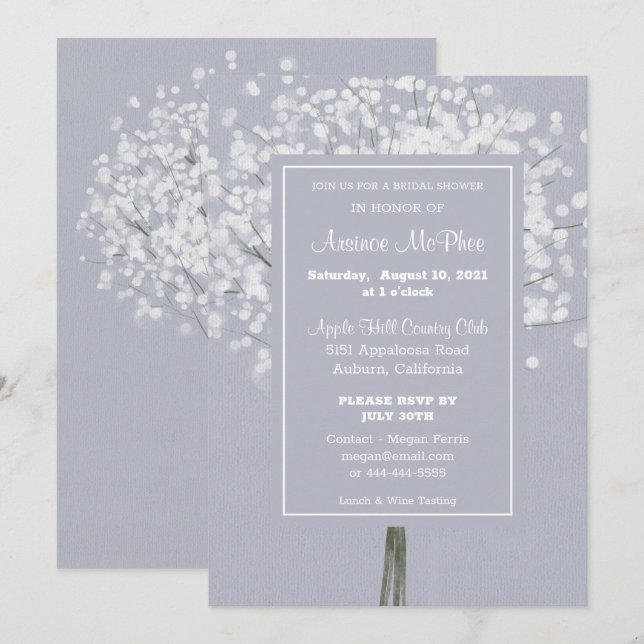 Simple Floral Bouquet Bridal Shower Invitation (Front/Back)